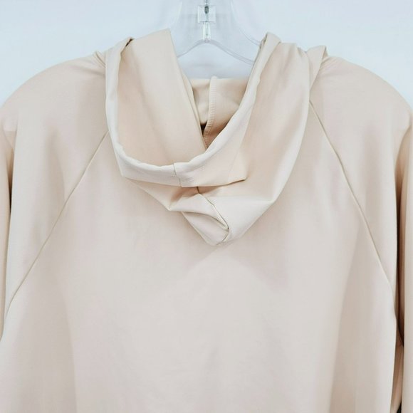 Fabletics Oasis Cropped Hoodie 1X Sand Raglan Sleeve Full Zip Boxy Pockets Plus - Picture 9 of 14